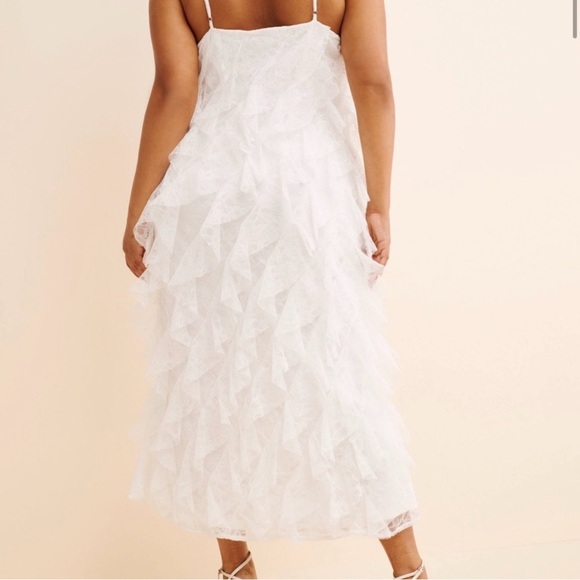 BHLDN Anthropologie White Lace Ruffle Dress 🤍 Like New 🤍 - Picture 7 of 8